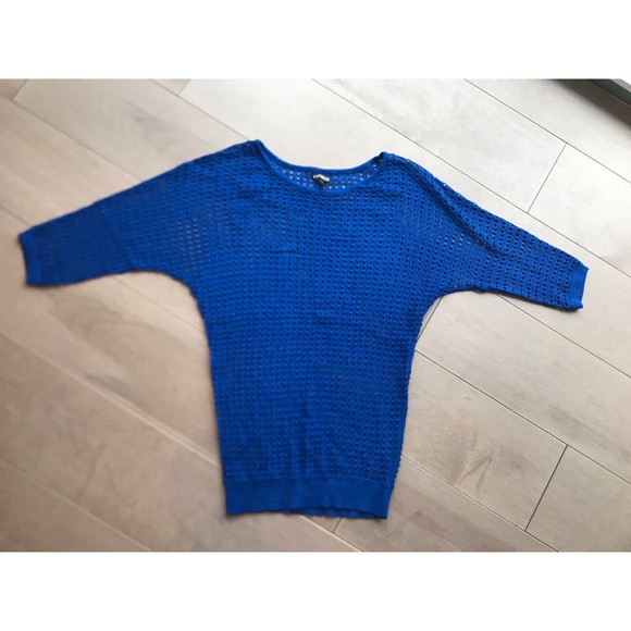 lot of 5 vtg crochet sweaters Express Aeropostale S M blue orange gray green - Picture 6 of 7